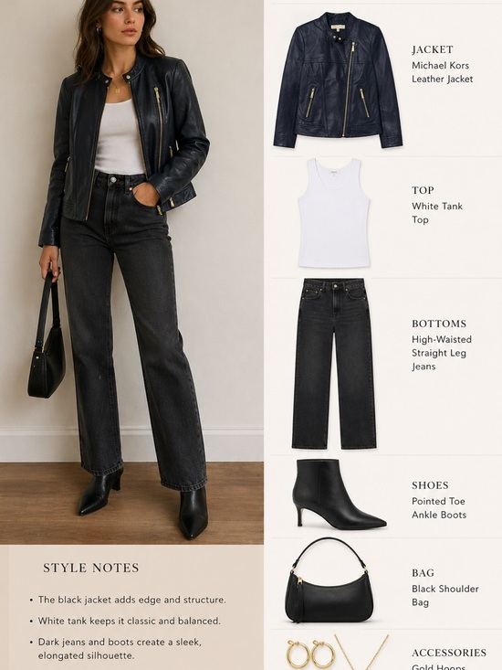 MICHAEL Michael Kors Jackets & Blazers - MICHAEL Michael Kors Black Leather Jacket with Gold Hardware